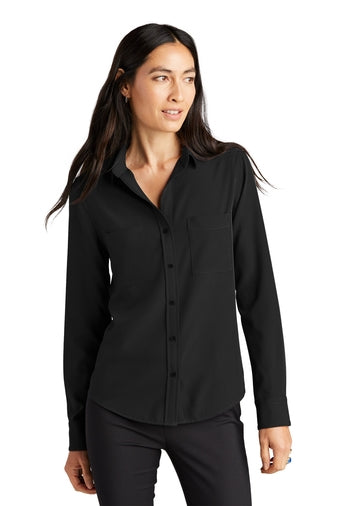 Mercer+Mettle Women's Stretch Crepe Long Sleeve Camp Blouse