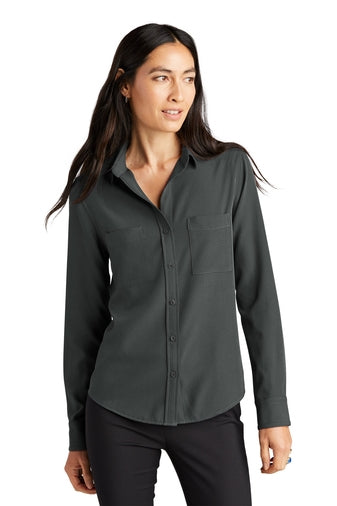 Mercer+Mettle Women's Stretch Crepe Long Sleeve Camp Blouse