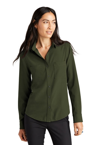 Mercer+Mettle Women's Stretch Crepe Long Sleeve Camp Blouse